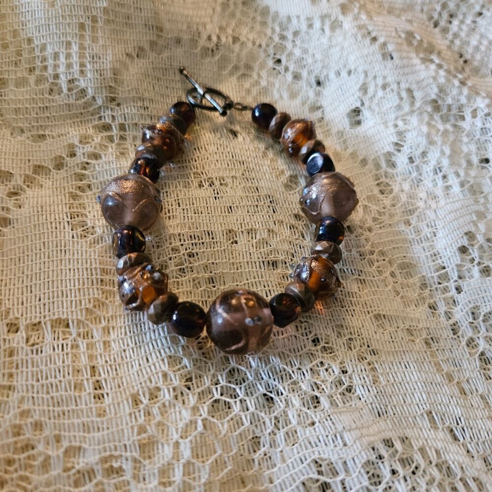 Purple & Gold Beaded bracelet